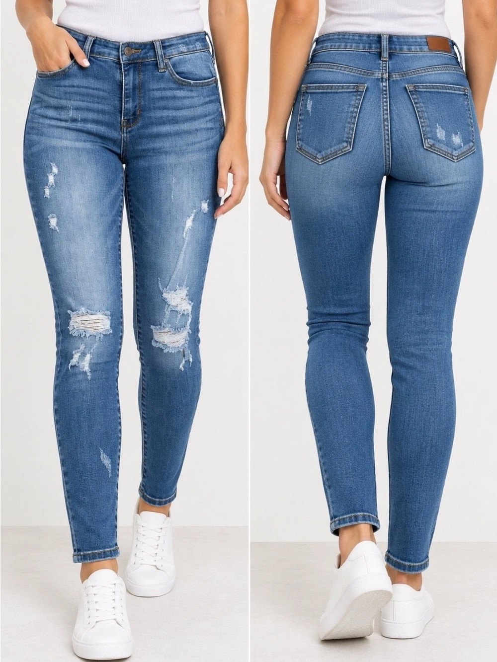 JUDY BLUE Jeans Women's Size 11/30 skinny Fit Distressed Stretch Denim